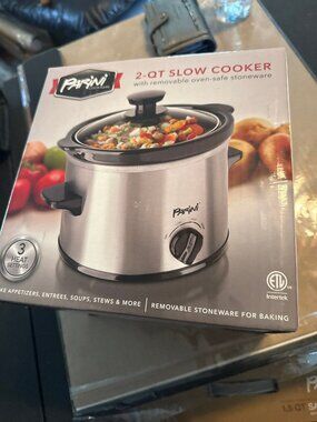 PARINI COOKWARE 2 QT SLOW COOKER W/ REMOVABLE OVEN SAFE STONEWARE **NEW IN BOX**